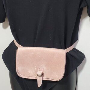 GARUGLIERI Italian Leather Belt Bag Waist Fanny Pack Purse Pastel Pink 7" x 4.5"